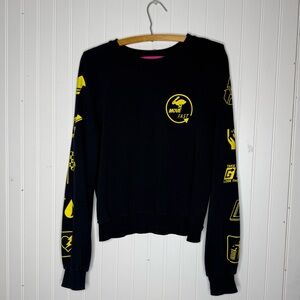 Pam & Gela Move Fast Black Sweatshirt with Yellow Graphics Size Small